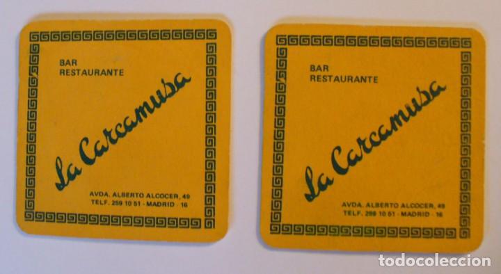 Otros Art&iacute;culos de Coleccionismo en Papel: 2 ANTIGUO POSAVASOS-BAR RESTAURANTE LA CARCAMUSA-MADRID