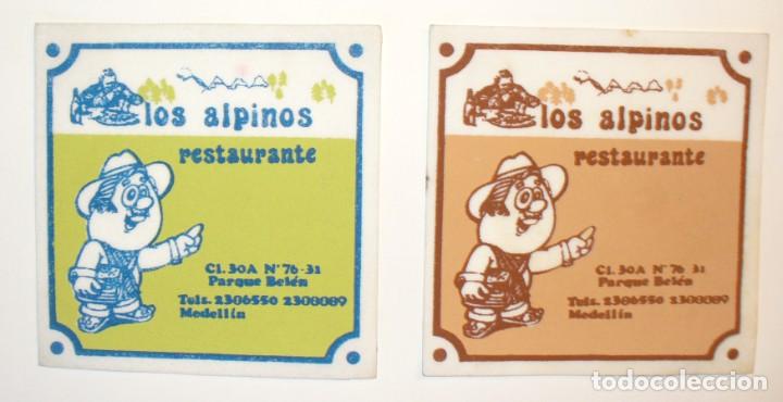 Otros art&iacute;culos de coleccionismo en papel: 2 ANTIGUO POSAVASOS-RESTAURANTE LOS ALP&Igrave;NOS MEDELLIN- COLOMBIA
