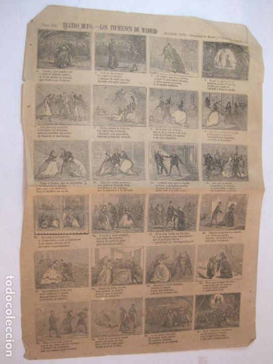 Altri oggetti di carta: TEATRO BUFO-LOS INFIERNOS DE MADRID-A&Ntilde;O 1873-AUCA MUY ANTIGUA-VER FOTOS-(V-22.591)