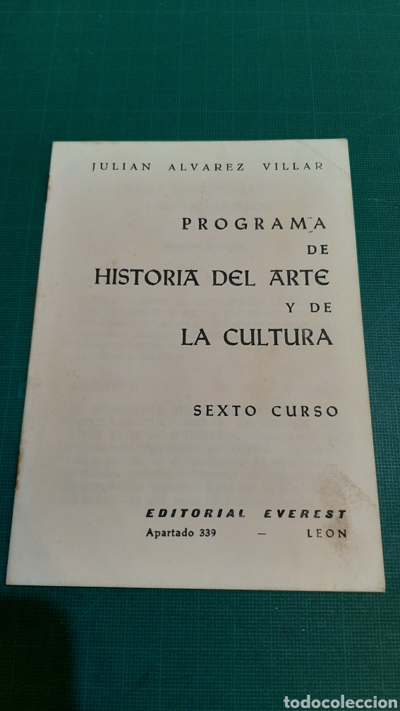 Collectionnisme Papier divers: PROGRAMA SEXTO CURSO EVEREST HISTORIA ARTE Y DE LA CULTURA JULI&Aacute;N &Aacute;LVAREZ VILLAR