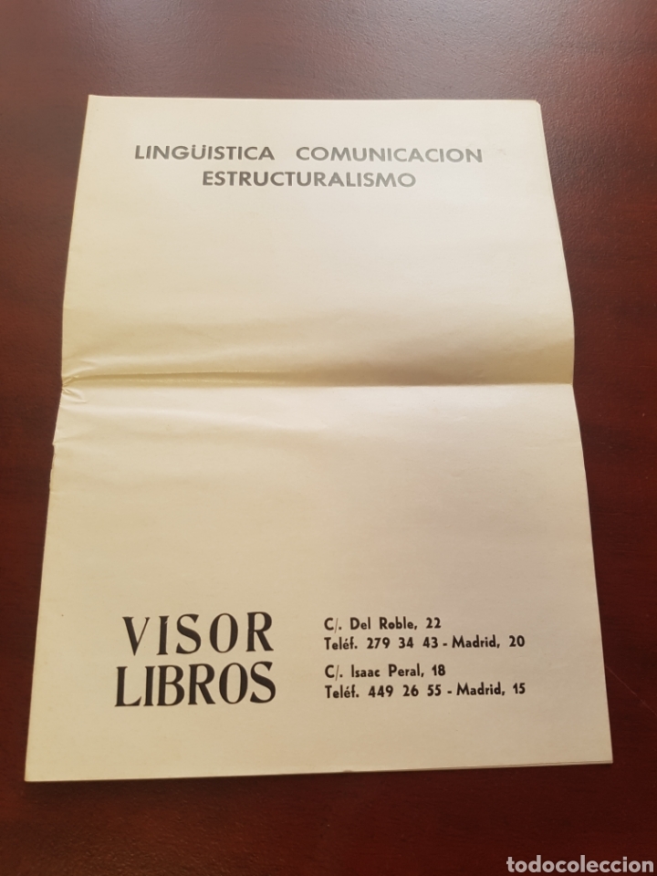 Otros art&iacute;culos de coleccionismo en papel: LING&Uuml;ISTICA COMUNICACI&Oacute;N ESTRUCTURALISMO VISOR LIBROS MADRID 1974