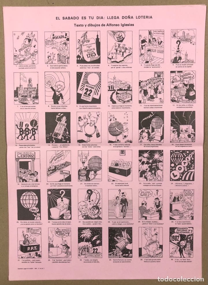 Otros Art&iacute;culos de Coleccionismo en Papel: ALELUYA LOTER&Iacute;A. EL S&Aacute;BADO ES TU D&Iacute;A LLEGA DO&Ntilde;A LOTER&Iacute;A. TEXTO Y DIBUJOS: ALFONSO IGLESIAS (1981).