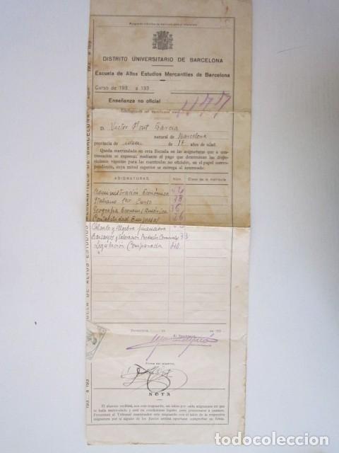 Otros Art&iacute;culos de Coleccionismo en Papel: MATRICULA DE ALTOS ESTUDIOS MERCANTILES DE BARCELONA A&Ntilde;OS 30