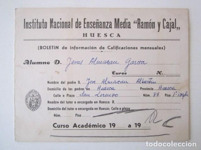 Otros Art&iacute;culos de Coleccionismo en Papel: BOLETIN DE CALIFICACIONES MANSUALES DEL RAMON Y CAJAL CURSO 1971-72