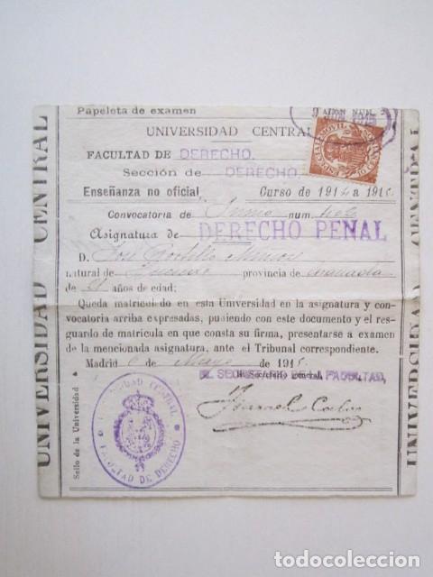 Otros Art&iacute;culos de Coleccionismo en Papel: CALIFICACION EN DERECHO PENAL CURSO 1914 -15