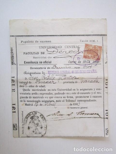 Otros Art&iacute;culos de Coleccionismo en Papel: CALIFICACION EN DERECHO GENERAL ESPA&Ntilde;OL CURSO 1912-13