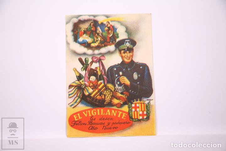 Otros Art&iacute;culos de Coleccionismo en Papel: Tarjeta Felicitaci&oacute;n / Hojita - Felicitaci&oacute;n Navidad de Oficios - El Vigilante / Sagrada Familia