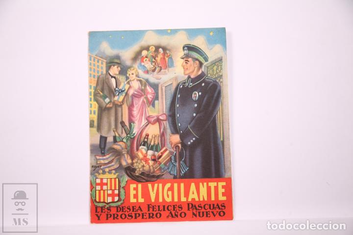 Otros Art&iacute;culos de Coleccionismo en Papel: Tarjeta Felicitaci&oacute;n / Hojita - Felicitaci&oacute;n Navidad de Oficios - El Vigilante / Sagrada Familia