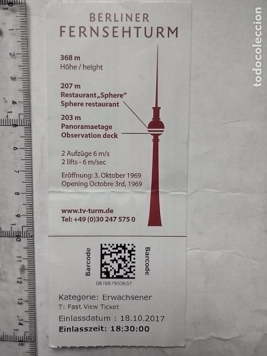 Otros art&iacute;culos de coleccionismo en papel: TICKET - BERLINER FERNSEHTURM - BERLIN TV TOWER 2017 - TELEVISION