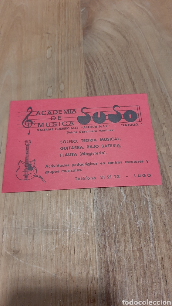 Collectionnisme Papier divers: LUGO TARJETA ACADEMIA DE M&Uacute;SICA SUSO ANDURRI&Ntilde;AS /CENTOLLO