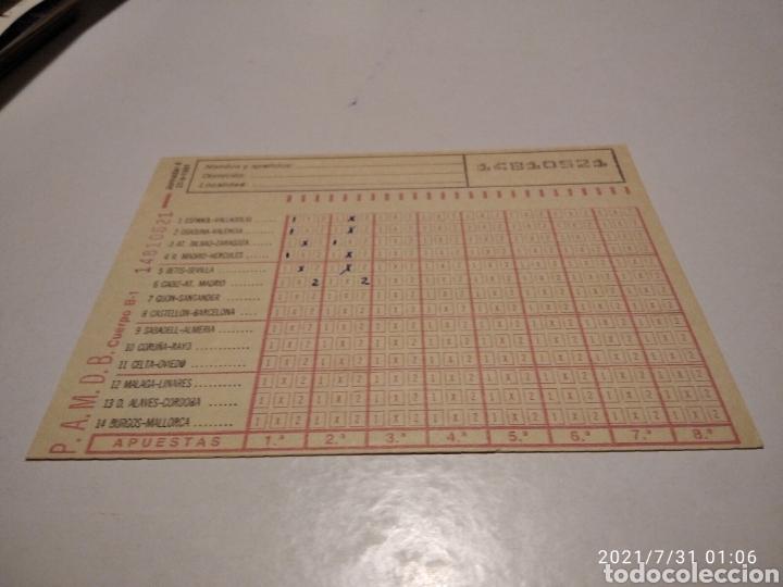 Otros Art&iacute;culos de Coleccionismo en Papel: Quiniela f&uacute;tbol 1981