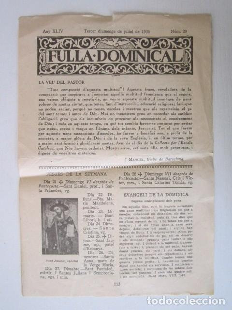 Otros Art&iacute;culos de Coleccionismo en Papel: FULLA. DOMINICAL FOLLETO RELIGIOSO EN CATALAN