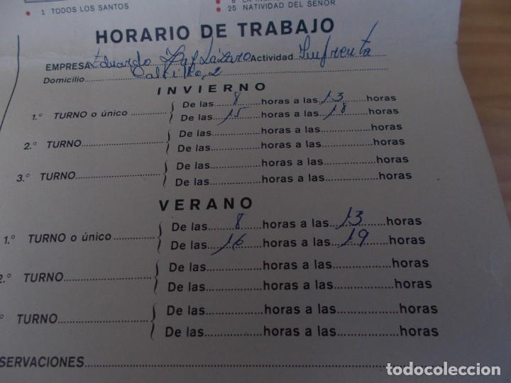 Paper Collecting Others: antiguo papel de horario de trabajo, zaragoza de 1971
