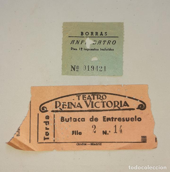 Altri oggetti di carta: 2 ANTIGUAS ENTRADAS TEATRO REINA VICTORIA Y BORRAS