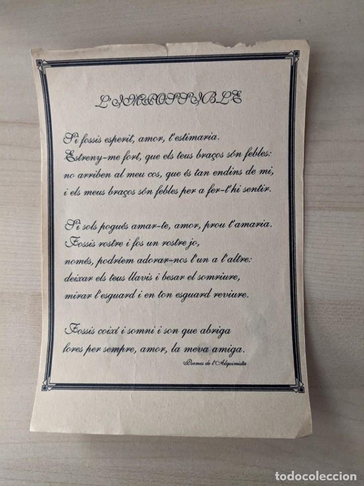Sammelleidenschaft Andere Papierartikel: POEMES DE L'ALQUIMISTA, PAPEL CON POEMA