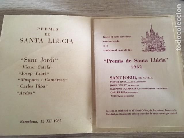 Otros art&iacute;culos de coleccionismo en papel: PREMIOS SANTA LUCIA 1962. HOTEL COLON. MENU. AUTORES PREMIADOS.