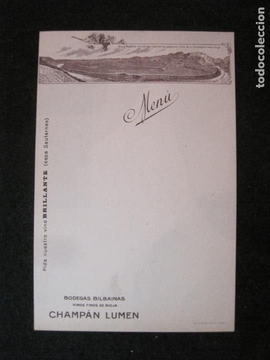 Otros Art&iacute;culos de Coleccionismo en Papel: BODEGAS BILBAINAS-CHAMPAN LUMEN-MENU ANTIGUO-VER FOTOS-(K-3754)
