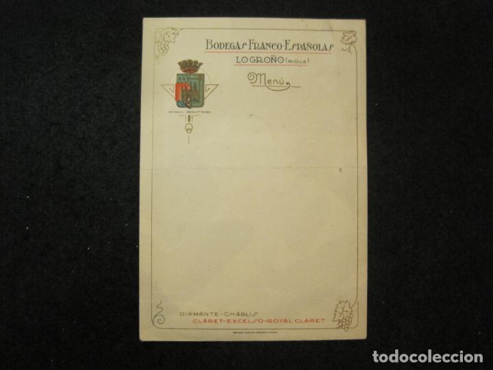 Paper Collecting Others: LOGRO&Ntilde;O-BODEGAS FRANCO ESPA&Ntilde;OLAS-MENU ANTIGUO-VER FOTOS-(K-3756)