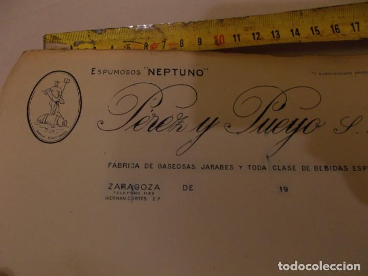 Otros art&iacute;culos de coleccionismo en papel: ANTIGUO PAPEL DE PEREZ Y PUEYO S.L. FABRICA DE GASEOSAS JARABES Y CLASE DE BEBIDAS ESPUMOSAS