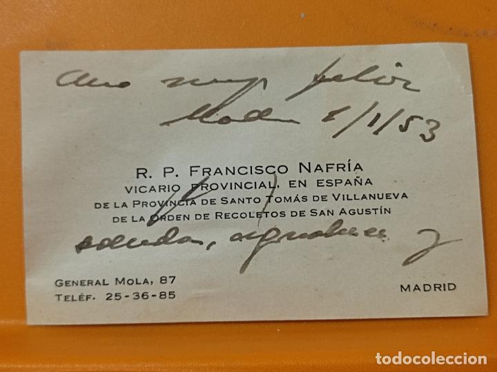 Otros Art&iacute;culos de Coleccionismo en Papel: RECOLETOS SAN AGUSTIN ORDEN TARJETA VISITA A&Ntilde;OS 50 VICARIO ESPA&Ntilde;A 9,2 X 5,5 CMS