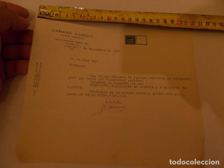Paper Collecting Others: ANTIGUO PAPEL DE CIPRIANO ASENCIO 1947 CON ETIQUETA