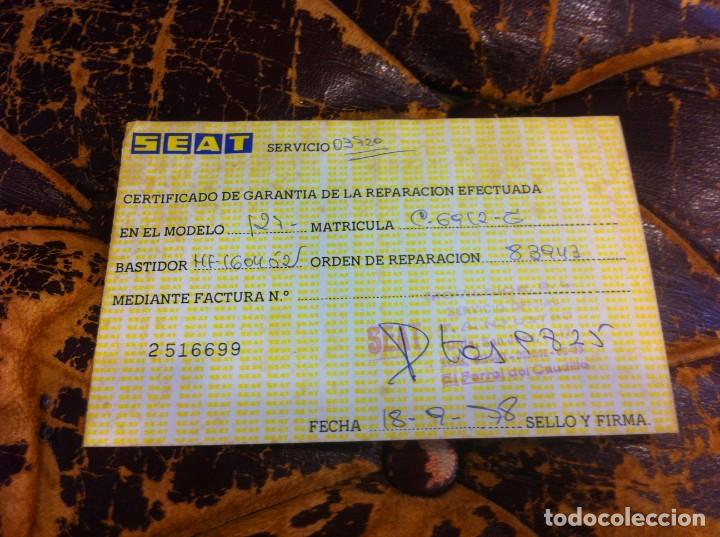 Collectionnisme Papier divers: SEAT. CERTIFICADO DE GARANT&Iacute;A DE REPARACI&Oacute;N EFECTUADA. 1978, FERROL. 14,5 X 9,5CM.
