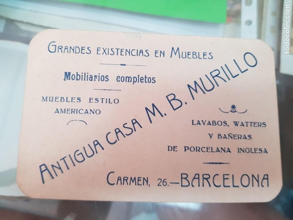 Sammelleidenschaft Andere Papierartikel: ANTIGUA TARJETA COMERCIAL PUBLICIDAD MUEBLES MURILLO LAVABOS BA&Ntilde;ERAS BARCELONA