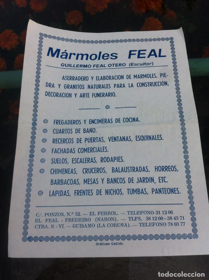 Paper Collecting Others: M&Aacute;RMOLES FEAL. GUILLERMO FEAL OTERO (ESCULTOR) FERROL. ANUNCIO PUBLICITARIO