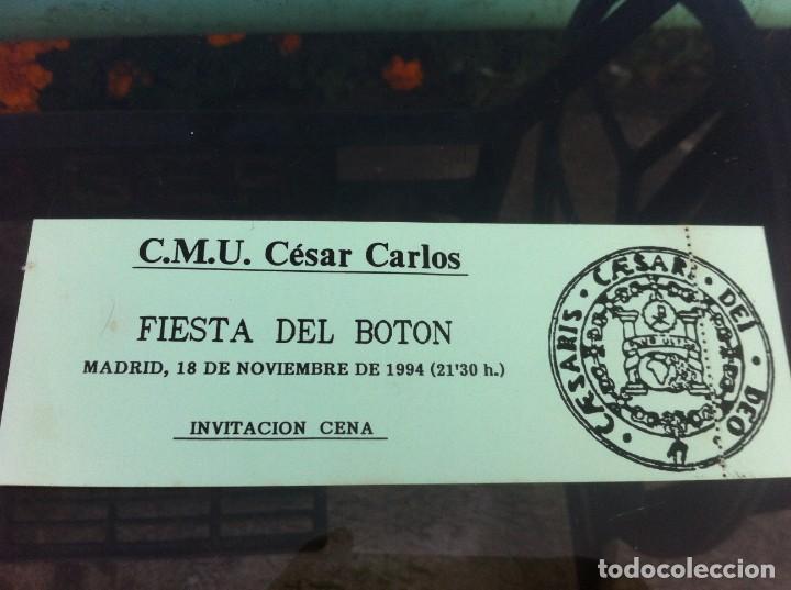 Outros artigos de papel: C.M.U. C&Eacute;SAR CARLOS. FIESTA DEL BOT&Oacute;N. MADRID, 1994. INVITACI&Oacute;N CENA. 17 X 6CM. CARTULINA
