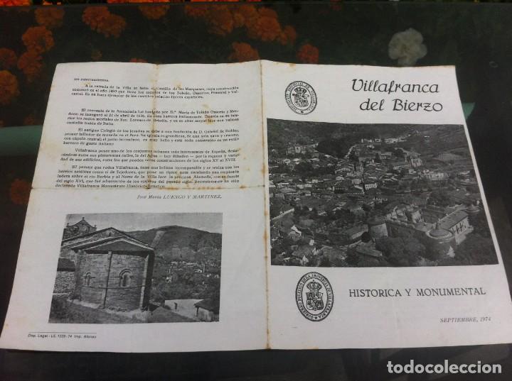 Collectionnisme Papier divers: FOLLETO. VILLAFRANCA DEL BIERZO. HIST&Oacute;RICA Y MONUMENTAL. 1974