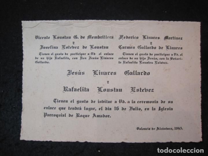 Collectionnisme Papier divers: VALENCIA DE ALCANTARA-INVITACION BODA-A&Ntilde;O 1945-VER FOTOS-(K-4033)