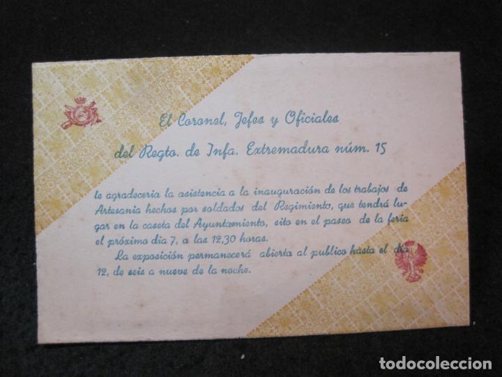 Otros Art&iacute;culos de Coleccionismo en Papel: EL CORONEL, JEFES Y OFICIALES REGIMIENTO INFANTERIA EXTREMADURA-INVITACION...ETC-VER FOTOS-(83.333)