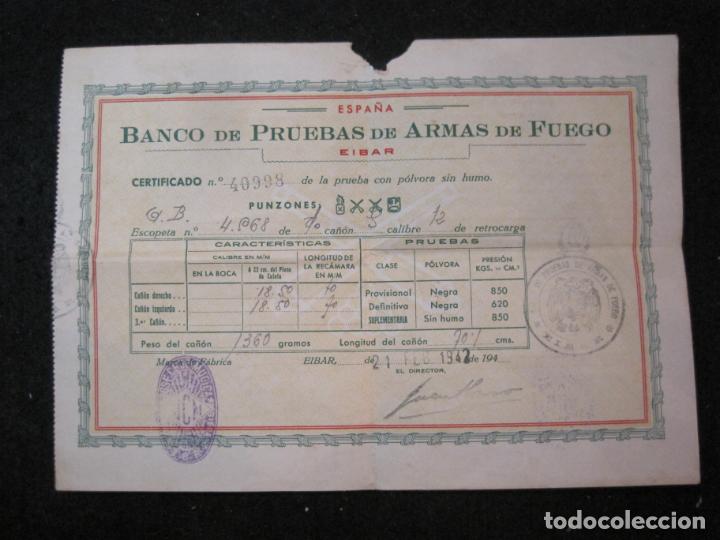 Sammelleidenschaft Andere Papierartikel: EIBAR-BANCO DE PRUEBAS DE ARMAS DE FUEGO-CERTIFICADO PRUEBA POLVORA SIN HUMO-VER FOTOS-(83.337)