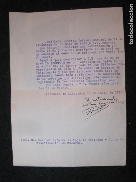 Collectionnisme Papier divers: VALENCIA DE ALCANTARA-DOCUMENTO FIRMADO JOSE LUIS LOUSTAU-JEFE CAJA DE RECLUTAS-VER FOTOS-(K-4037)