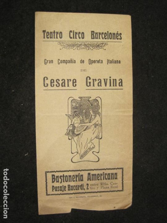Collectionnisme Papier divers: TEATRO CIRCO BARCELONES-COMPA&Ntilde;IA CESARE GRAVINA-PROGRAMA ANTIGUO-VER FOTOS-(K-4045)