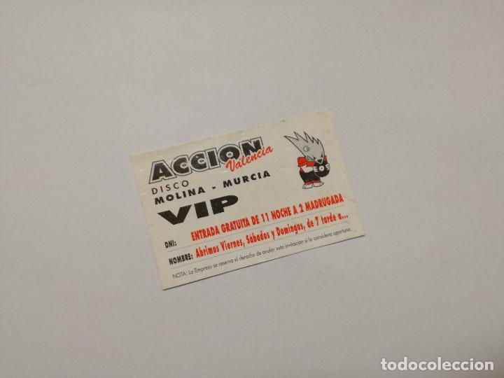 Otros Art&iacute;culos de Coleccionismo en Papel: FLYER ENTRADA INVITACION - DISCOTECA ACCION VALENCIA