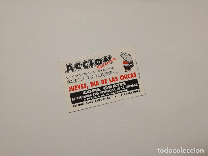 Otros Art&iacute;culos de Coleccionismo en Papel: FLYER ENTRADA INVITACION - DISCOTECA ACCION VALENCIA