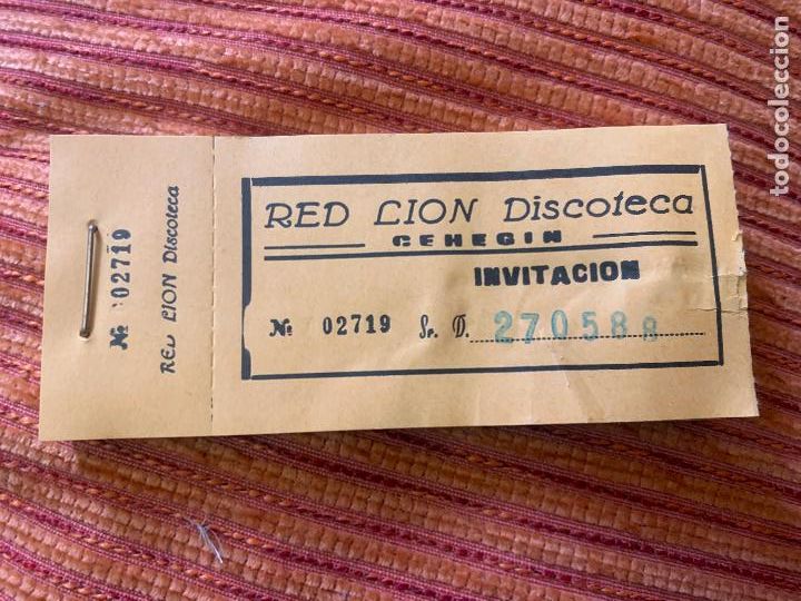 Otros art&iacute;culos de coleccionismo en papel: TALONARION ENTRADAS INVITACION DISCOTECA RED LION, CEHEGIN ( MURCIA)