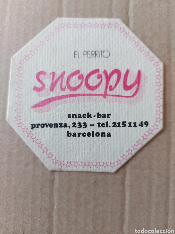 Otros Art&iacute;culos de Coleccionismo en Papel: 8 cm Posavasos octagono El Perrito Snoopy Snack Bar Barcelona Local Estado en general como se ve