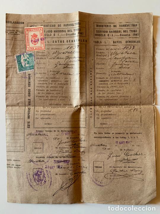Otros art&iacute;culos de coleccionismo en papel: DECLARACIONES, SERVICIO NACIONAL DE TRIGO, MODELO C1, COSECHA 1947