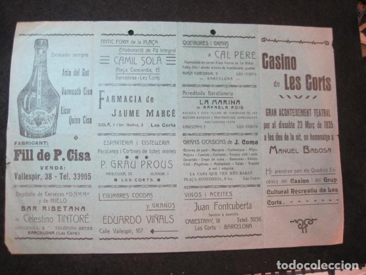 Sammelleidenschaft Andere Papierartikel: BARCELONA-CASINO DE LES CORTS-HOMENATGE MANUEL BADOSA-PROGRAMA A&Ntilde;O 1935-VER FOTOS-(K-4133)
