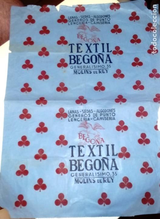 Otros Art&iacute;culos de Coleccionismo en Papel: 50/60&acute;s ca. BELLO PAPEL ENVOLTORIO DE TEXTIL BEGO&Ntilde;A - GENERAL&Iacute;SIMO 35 - MOLINS DE REY