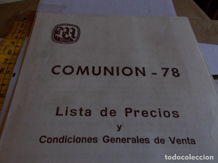 Outros artigos de papel: LISTA DE PRECIOS COMUNION 78, MIREL ,,,, BARCELONA ,,,