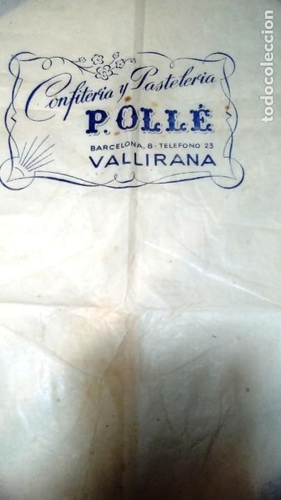Otros Art&iacute;culos de Coleccionismo en Papel: 40/60&acute;s ca. BONITO PAPEL ENVOLTORIO Confiter&iacute;a y Pasteler&iacute;a &rdquo;P. OLL&Eacute; - VALLIRANA&rdquo;