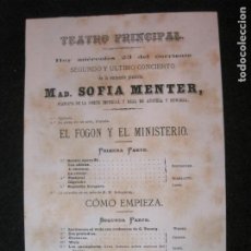 Otros Artículos de Coleccionismo en Papel: TEATRO PRINCIPAL-SOFIA MENTER-EL FOGON Y EL MINISTERIO-PROGRAMA AÑO 1887-VER FOTOS-(K-4187)