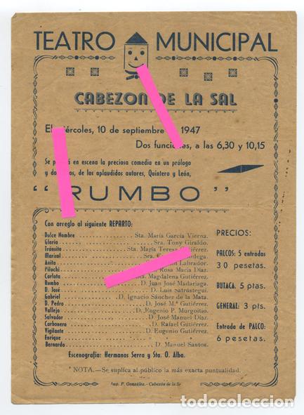 Otros art&iacute;culos de coleccionismo en papel: HOJA PUBLICITARIA DEL TEATRO MUNICIPAL DE CABEZ&Oacute;N DE LA SAL (CANTABRIA)