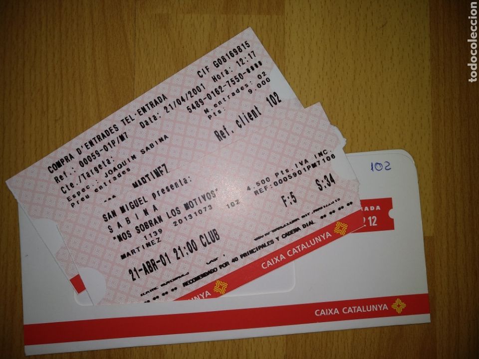 Otros Art&iacute;culos de Coleccionismo en Papel: JOAQU&Iacute;N SABINA / ENTRADA DOBLE DE LA GIRA &rdquo;NOS SOBRAN LOS MOTIVOS&rdquo; 21 ABRIL 2001 / BARCELONA