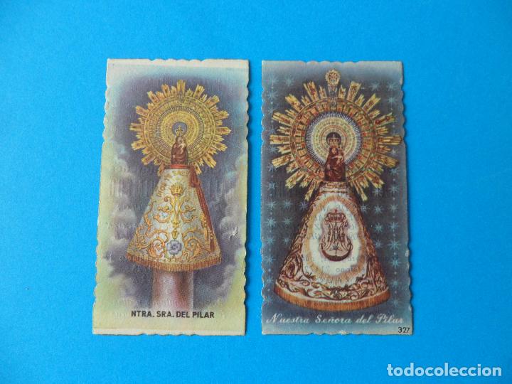 Otros Art&iacute;culos de Coleccionismo en Papel: Antiguas estampas religiosas publicidad de Grandes Almacenes Galerias Primero - Virgen del Pilar