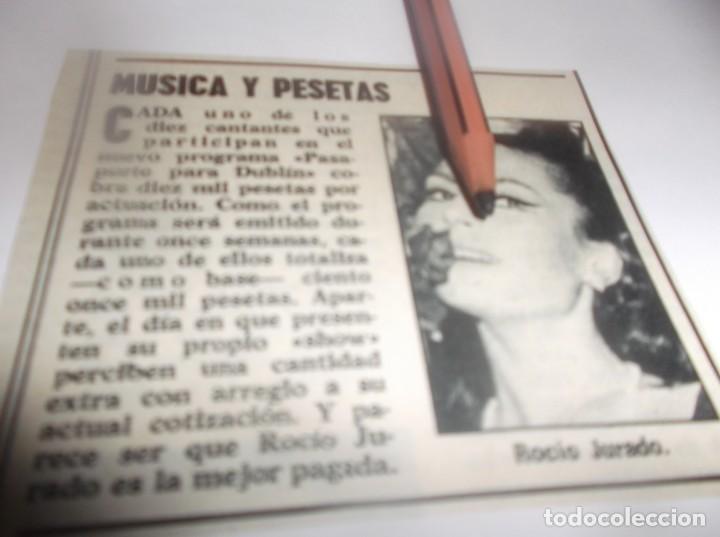 Otros Art&iacute;culos de Coleccionismo en Papel: RECORTE A&Ntilde;O 1965 - PROGRAMA PASAPORTE PARA DUBL&Iacute;N , ROCIO JURADO ES LA MEJOR PAGADA