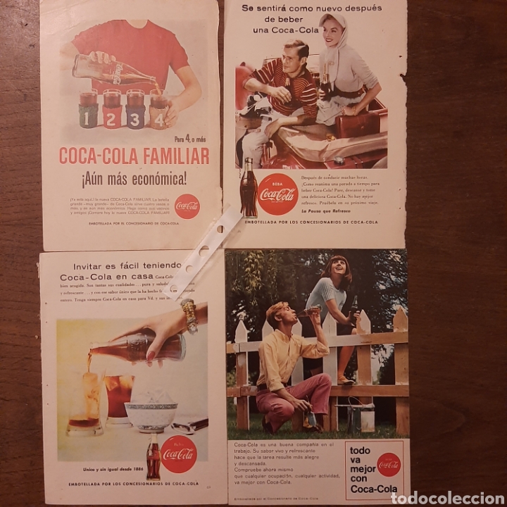 Collectionnisme Papier divers: 4 anuncios publicidad bebida coca cola